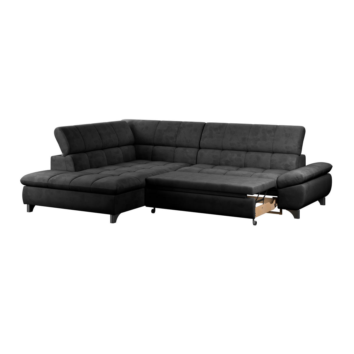 ECKSOFA Anthrazit Chenille  - Chromfarben/Anthrazit, KONVENTIONELL, Textil/Metall (234/312cm) - Livetastic