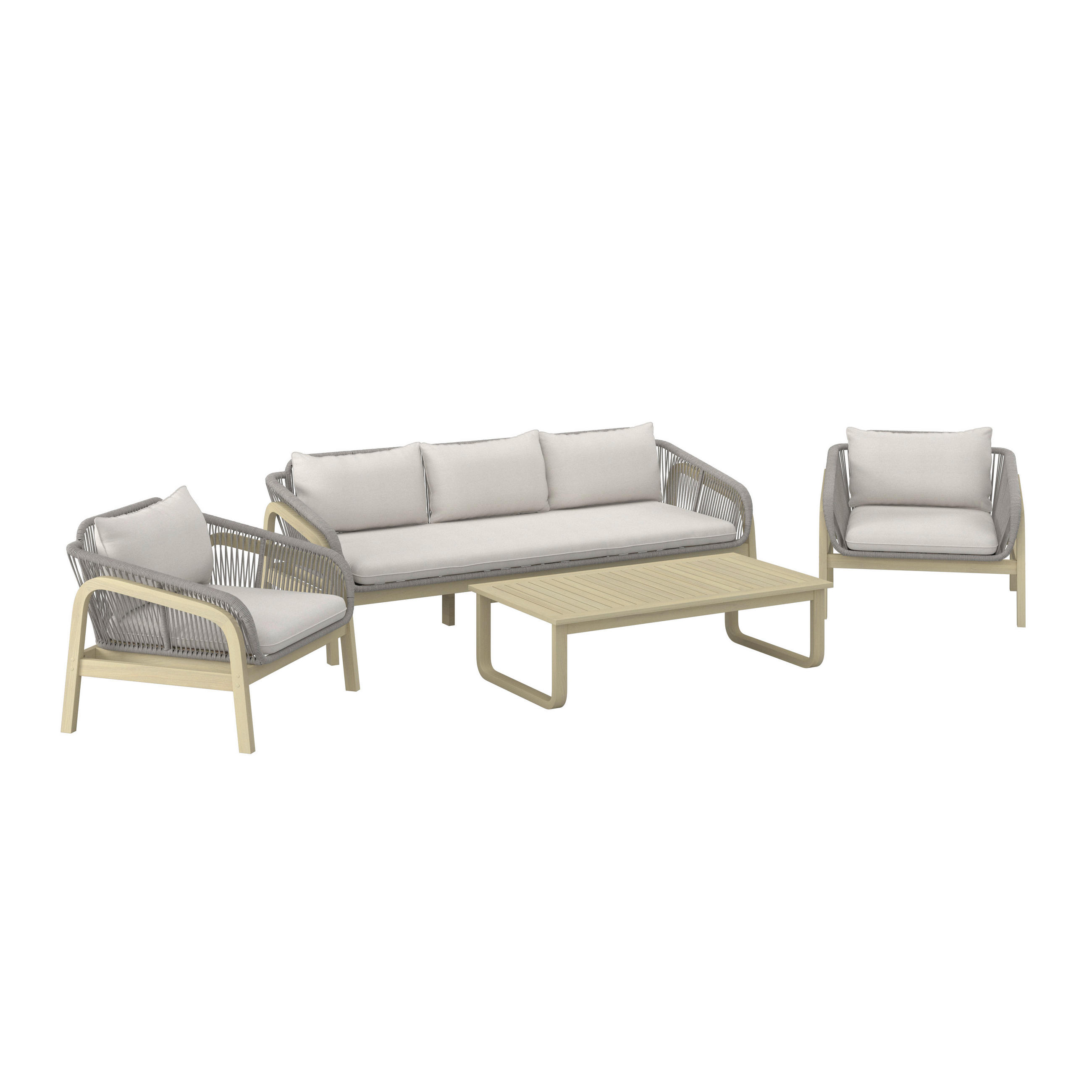 LOUNGE GARNITURA   drvo, metal, tekstil  smeđa, bež    - prirodne boje/bež, Moderno, drvo/metal - Ambia Garden