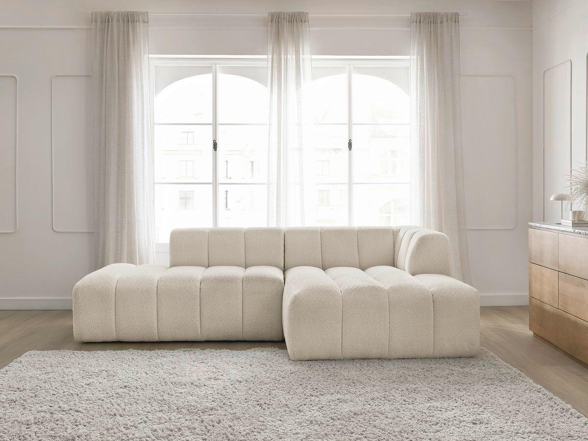 ECKSOFA  ANNECY Beige Bouclé  - Beige/Schwarz, MODERN, Kunststoff/Textil (262/170cm)