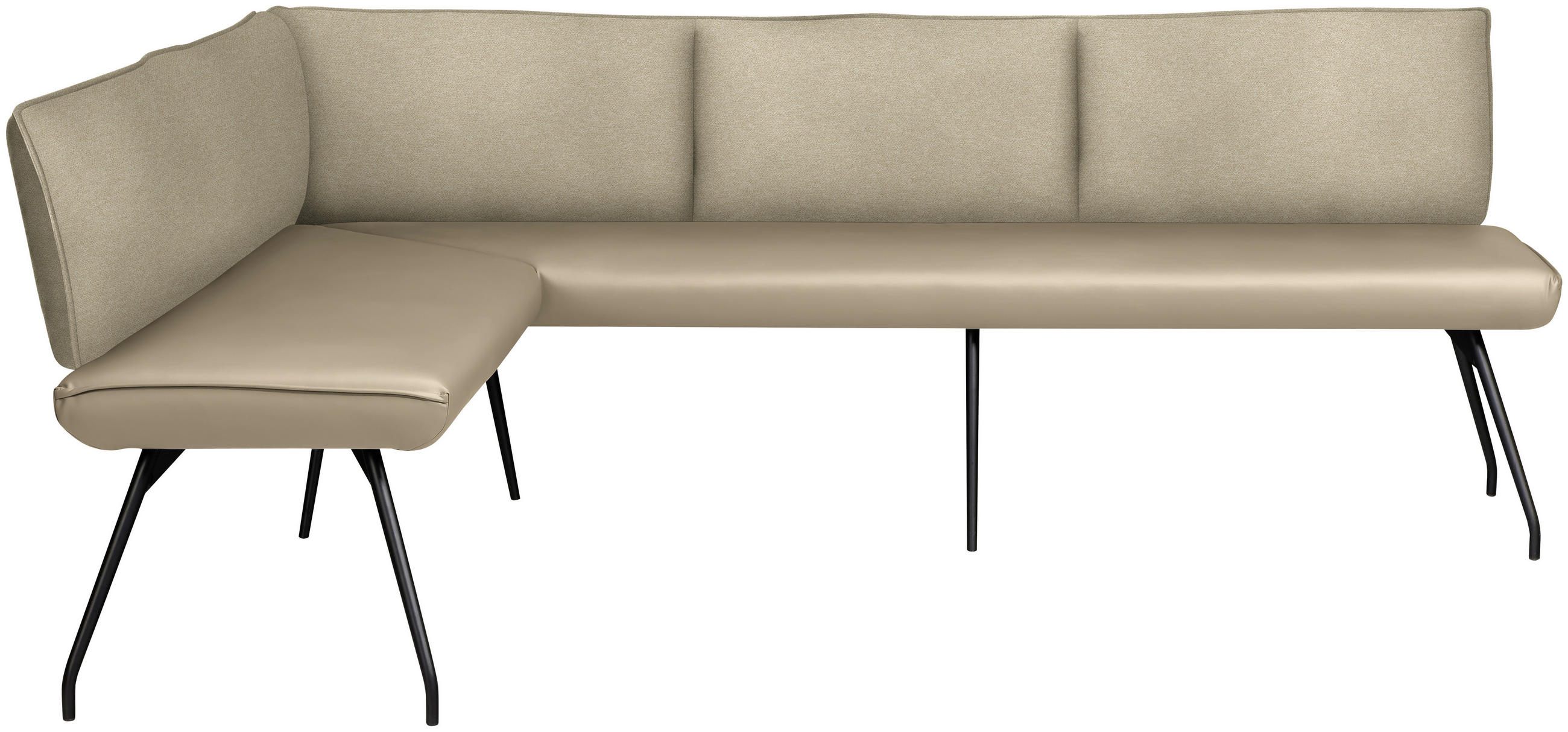 ECKBANK 165/225 cm  in Beige  - Beige/Schwarz, Design, Textil/Metall (165/225cm) - Moderano