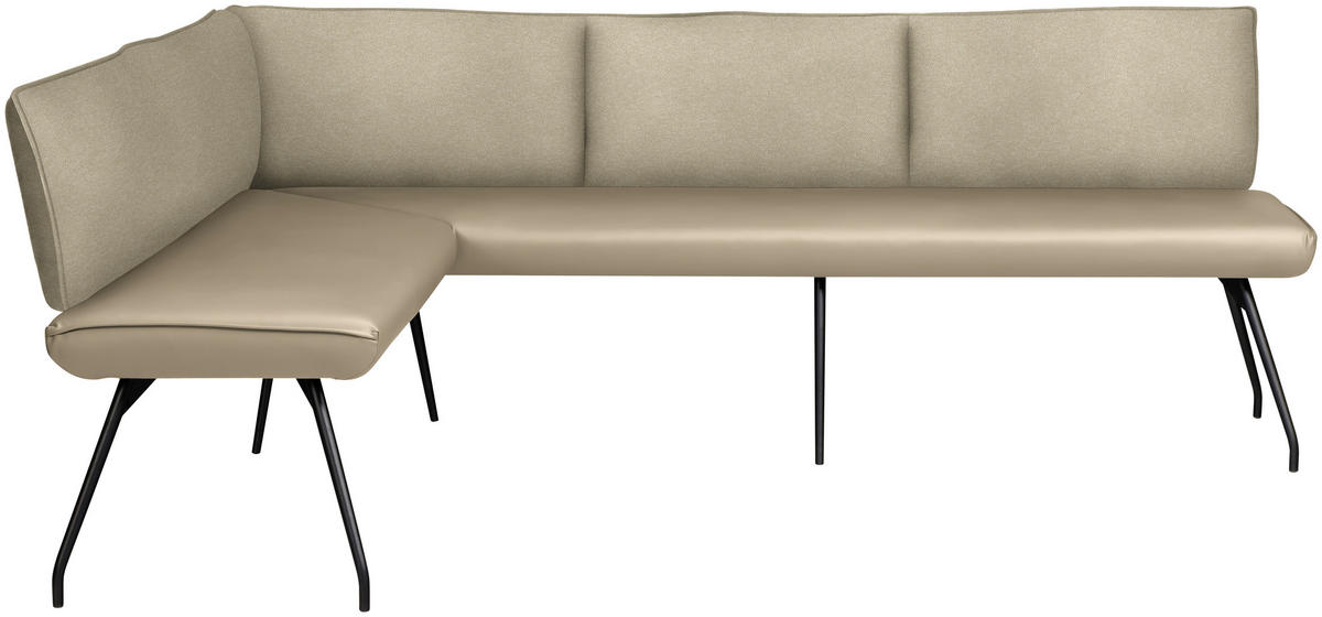 ECKBANK 165/225 cm  in Beige  - Beige/Schwarz, Design, Textil/Metall (165/225cm) - Moderano