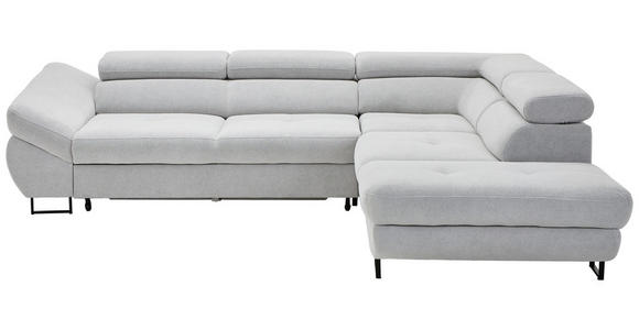 ECKSOFA in Webstoff Hellgrau  - Hellgrau/Schwarz, Design, Textil/Metall (280/235cm) - Hom`in