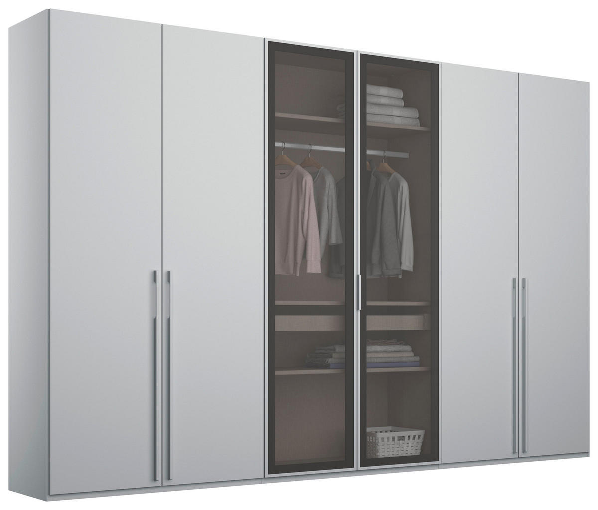 DREHTÜRENSCHRANK in Hellgrau  - Hellgrau, Trend, Glas/Holzwerkstoff (301/223/60cm) - Novel