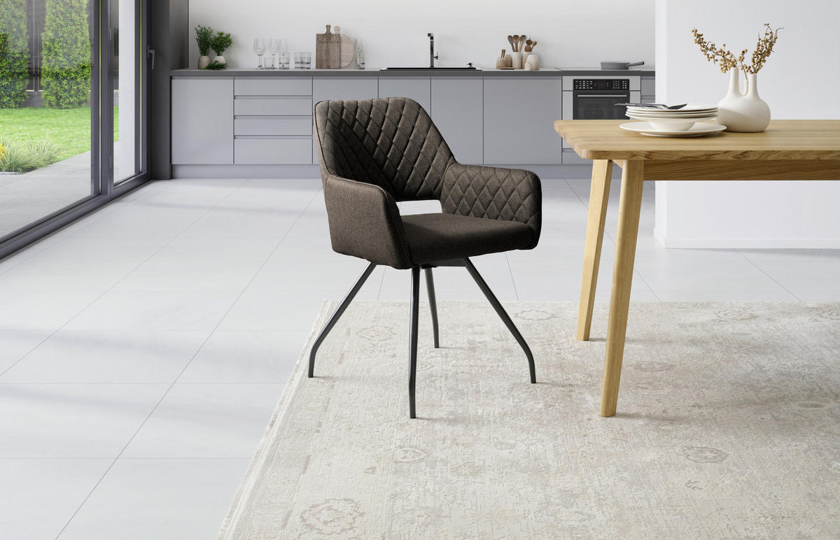 NASLANJAČ, les, kovina, tekstil črna, sivorjava  - črna/sivorjava, Konvencionalno, kovina/tekstil (57/85.5/60cm) - MID.YOU