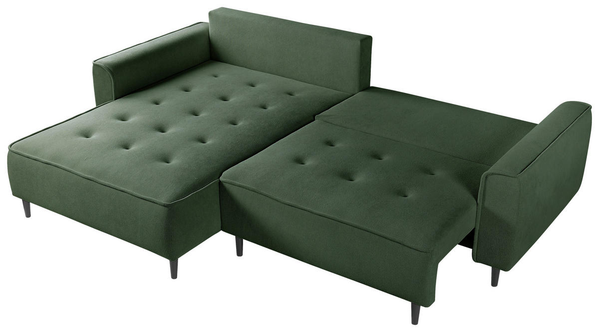 ECKSOFA in Flachgewebe Grün  - Schwarz/Grün, Design, Holz/Textil (183/263cm) - MID.YOU