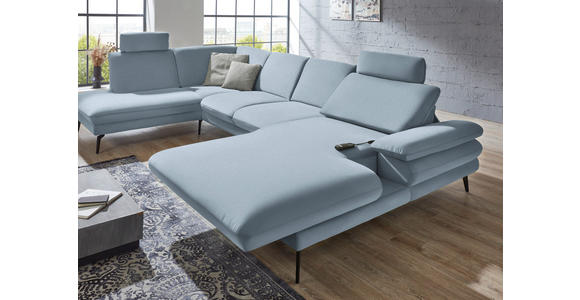 WOHNLANDSCHAFT Hellblau Webstoff - Schwarz/Hellblau, Design, Textil/Metall (208/344/180cm) - Dieter Knoll
