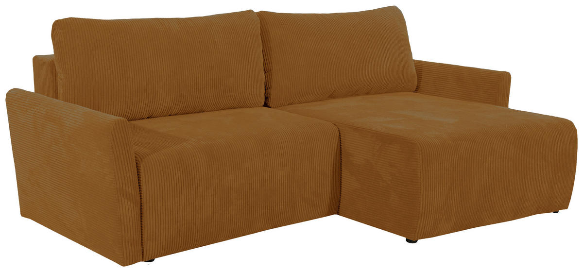 ECKSOFA in Cord Gelb  - Gelb/Schwarz, Konventionell, Kunststoff/Textil (228/146cm) - MID.YOU