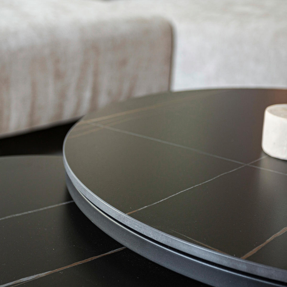 COUCHTISCH in Metall, Stein 68/68/43 cm  - Schwarz, KONVENTIONELL, Stein/Metall (68/68/43cm) - MID.YOU