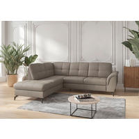 ECKSOFA in Vliesstoff Kombination Echtleder/Stoff Grau  - Schwarz/Grau, Modern, Leder/Textil (212/244cm) - Sit & More