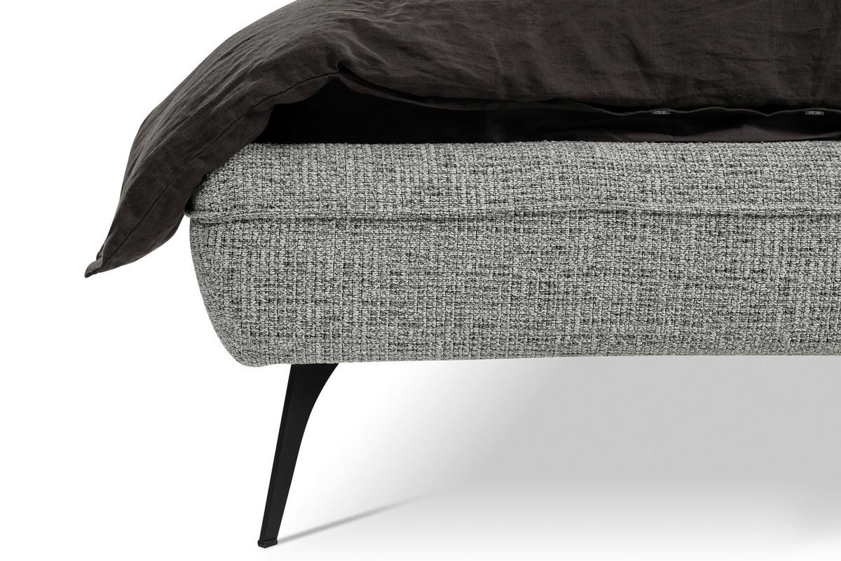 Pat Tapițat, 160/200 cm, gri - culoare natur/negru, Modern, lemn/metal (160/200cm) - Voleo