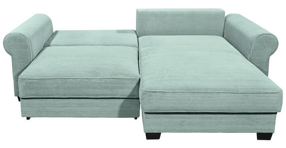 ECKSOFA Salbeigrün Cord - Salbeigrün/Schwarz, KONVENTIONELL, Kunststoff/Textil (255/185cm) - Hom`in