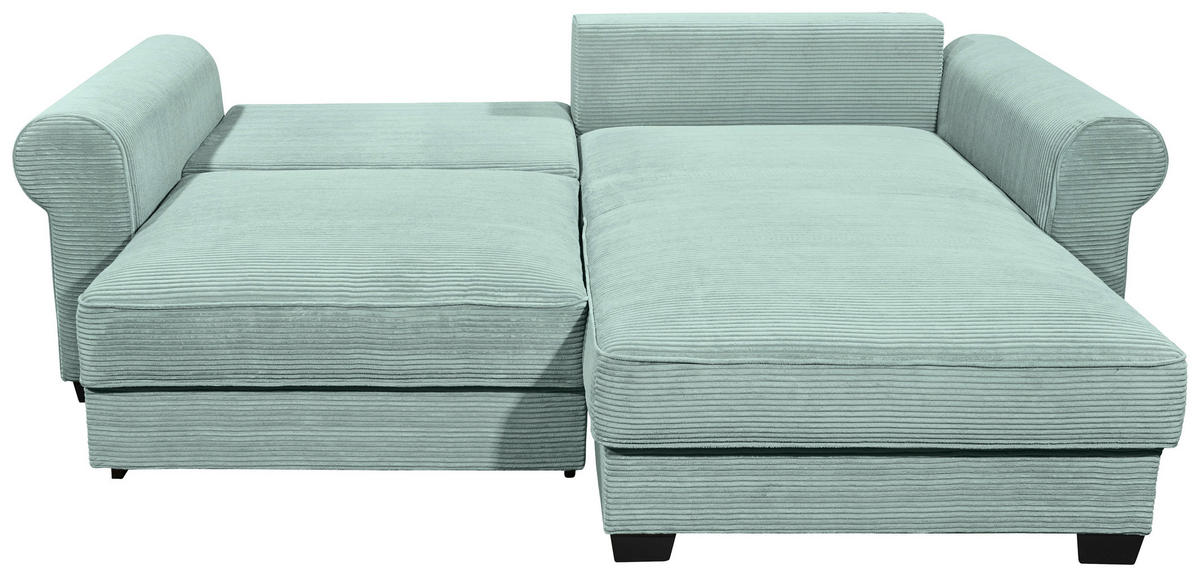 ECKSOFA Salbeigrün Cord  - Salbeigrün/Schwarz, KONVENTIONELL, Kunststoff/Textil (255/185cm) - Hom`in