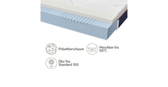 KOMFORTSCHAUMMATRATZE 140/200 cm Höhe ca. 19 cm  - Weiß, Basics, Textil (140/200cm) - Sleeptex