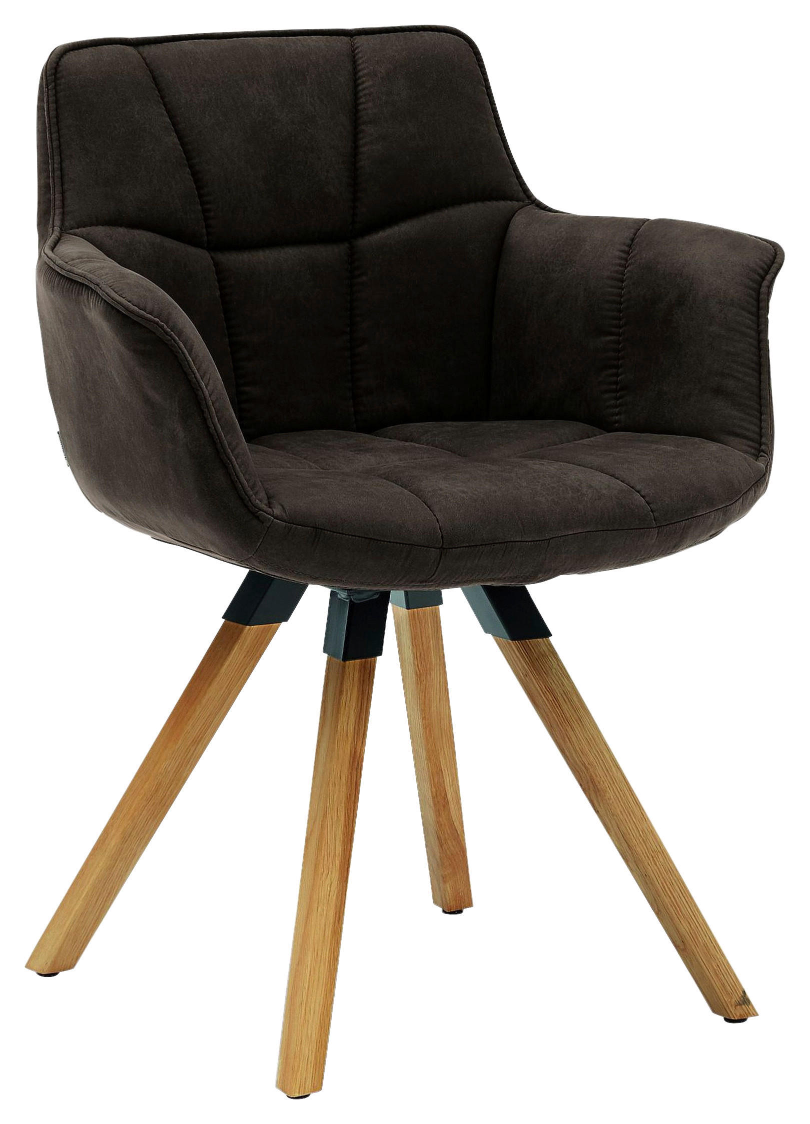 ARMLEHNSTUHL in Mikrofaser - Eichefarben/Mokka, KONVENTIONELL, Holz/Textil (67/85/60cm) - Musterring
