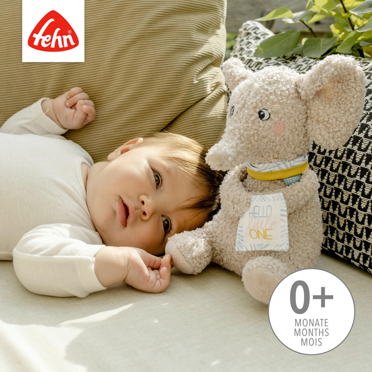 KUSCHELTIER Elefant Erik  - Hellgrau, Basics, Textil (24/19/12,4cm) - Fehn