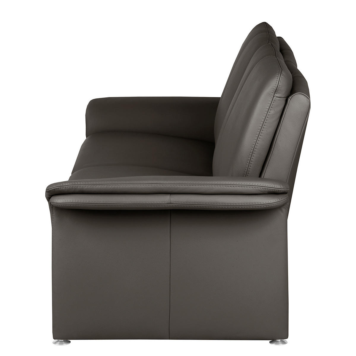 2,5-SITZER Dunkelbraun Echtleder  - Dunkelbraun/Silberfarben, Design, Leder/Metall (197/90/88cm) - Livetastic