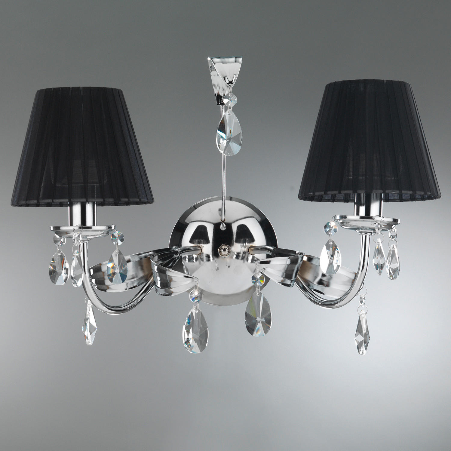 WANDLEUCHTE 46/24/30 cm   - Chromfarben/Schwarz, KONVENTIONELL, Glas/Textil (46/24/30cm)