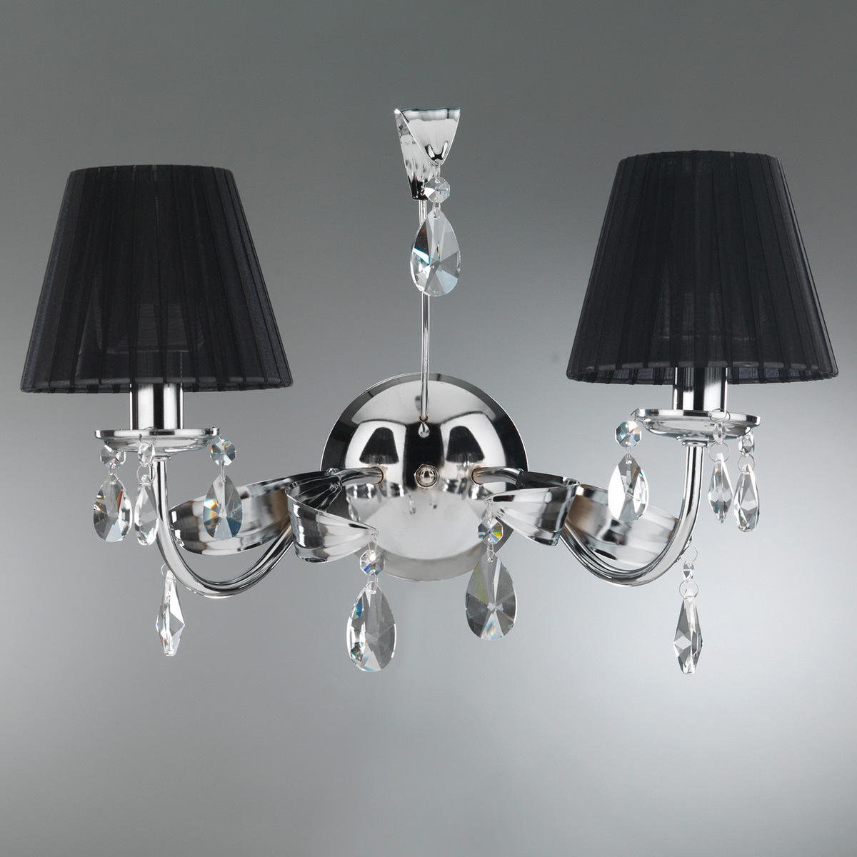 WANDLEUCHTE 46/24/30 cm   - Chromfarben/Schwarz, KONVENTIONELL, Glas/Textil (46/24/30cm)