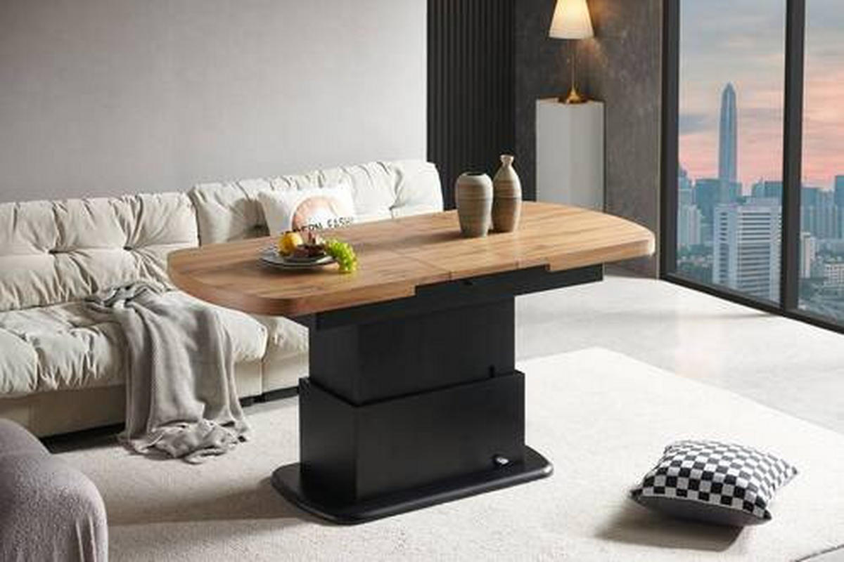 SOFFBORD i trä 135-160/75/51-79,9 cm  - svart/ekfärgad, Design, trä (135-160/75/51-79,9cm) - Livetastic