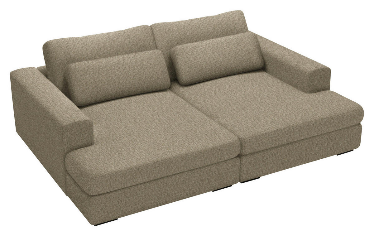 BIGSOFA in Chenille Taupe  - Taupe/Schwarz, Design, Textil (223/80/158cm) - Lomoco
