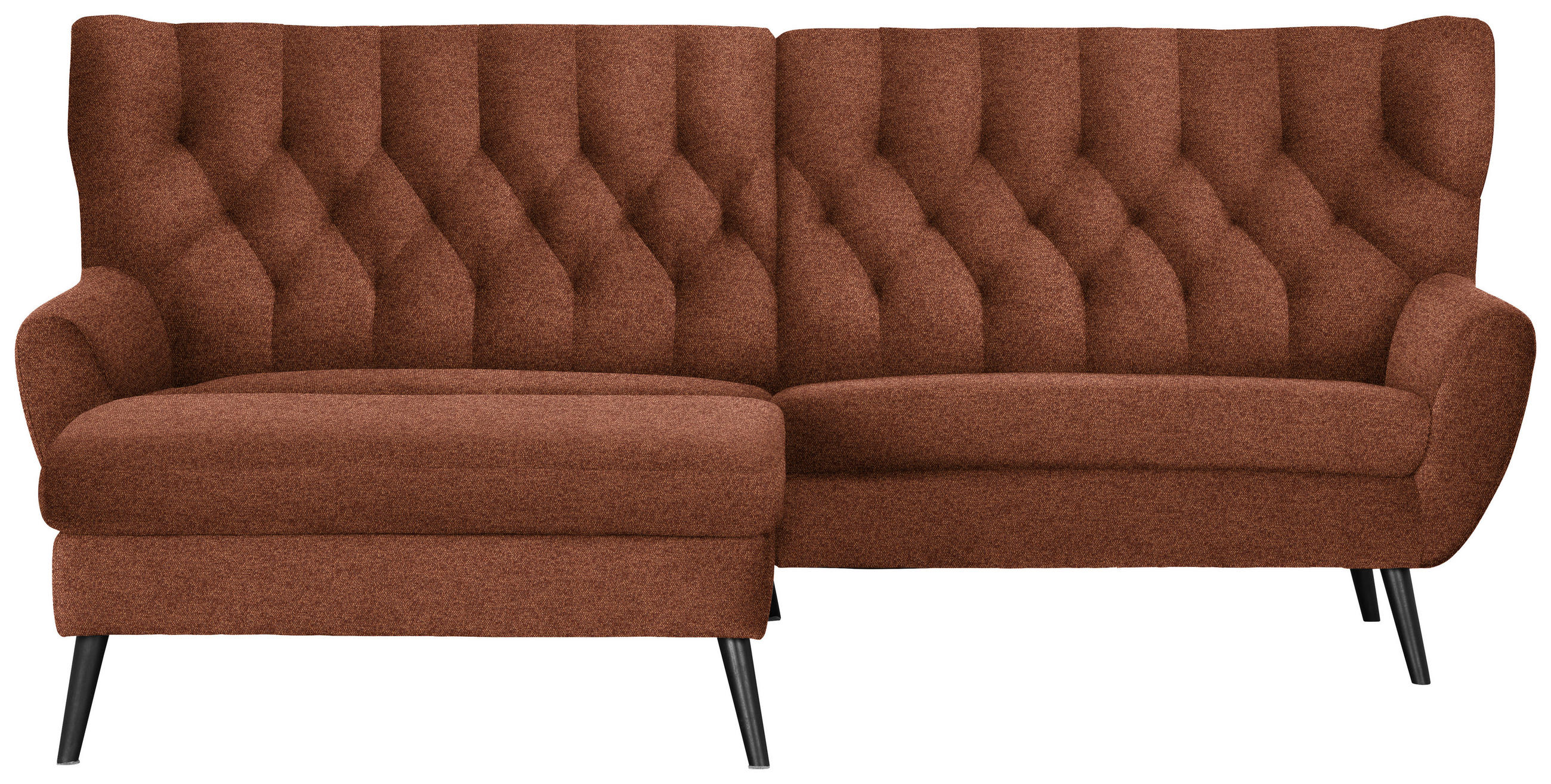 ECKSOFA Webstoff Rostfarben  - Rostfarben/Schwarz, Design, Holz/Textil (165/237cm) - Stylife