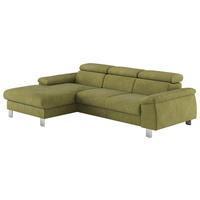 ECKSOFA in Flachgewebe Grün  - Chromfarben/Grün, Design, Textil/Metall (166/244cm) - Livetastic
