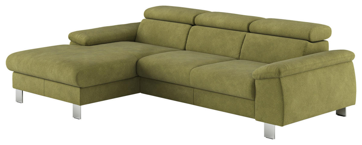ECKSOFA in Flachgewebe Grün  - Chromfarben/Grün, Design, Textil/Metall (166/244cm) - Livetastic