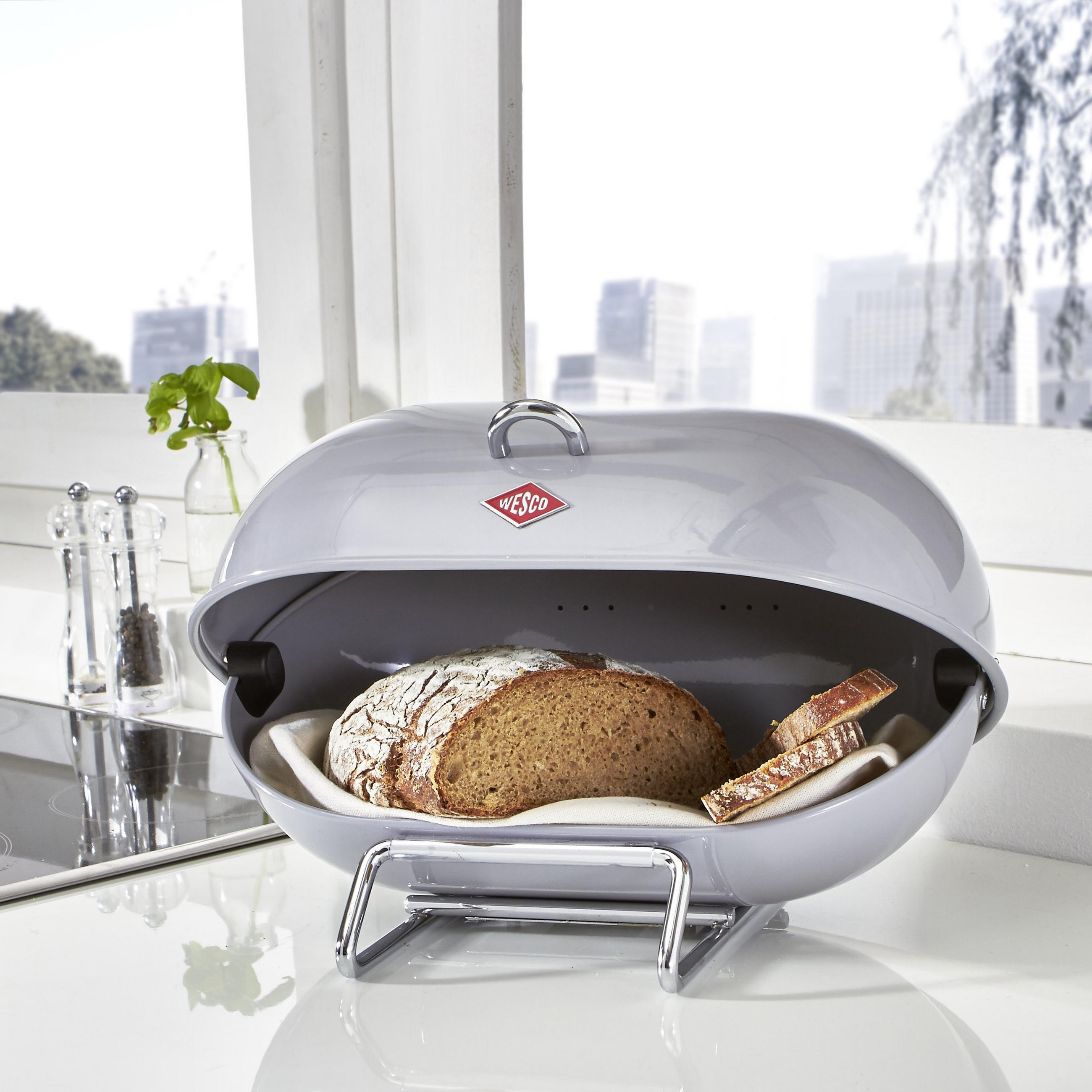 BROTKASTEN - Grau, Basics, Metall (34/21/23cm) - Wesco