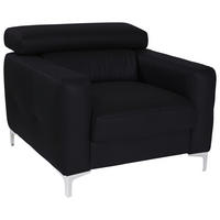 SESSEL Echtleder Schwarz    - Chromfarben/Schwarz, Design, Leder/Metall (99/78-92/106cm) - Livetastic