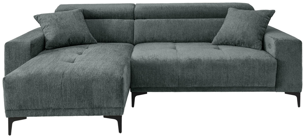 ECKSOFA Chenille Dunkelgrün  - Dunkelgrün/Schwarz, Basics, Textil/Metall (183/250cm) - Livetastic