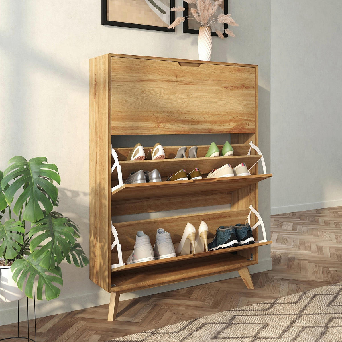 SCHUHSCHRANK Eiche Wotan  - Eiche Wotan, Design, Holzwerkstoff (89/125/24cm) - Livetastic