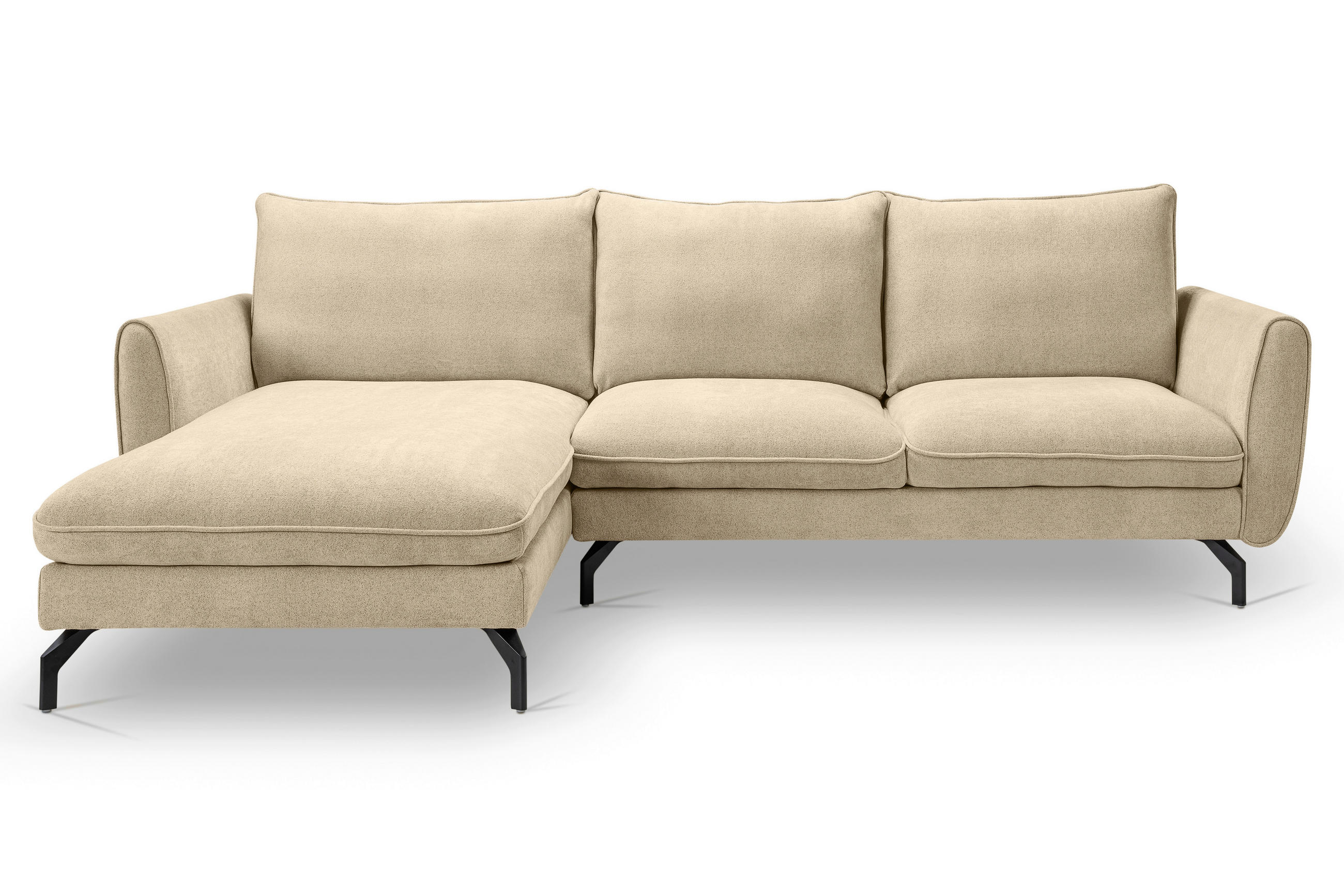 ECKSOFA TORONTO Beige Webstoff  - Beige/Schwarz, Basics, Textil/Metall (165/259cm) - MID.YOU