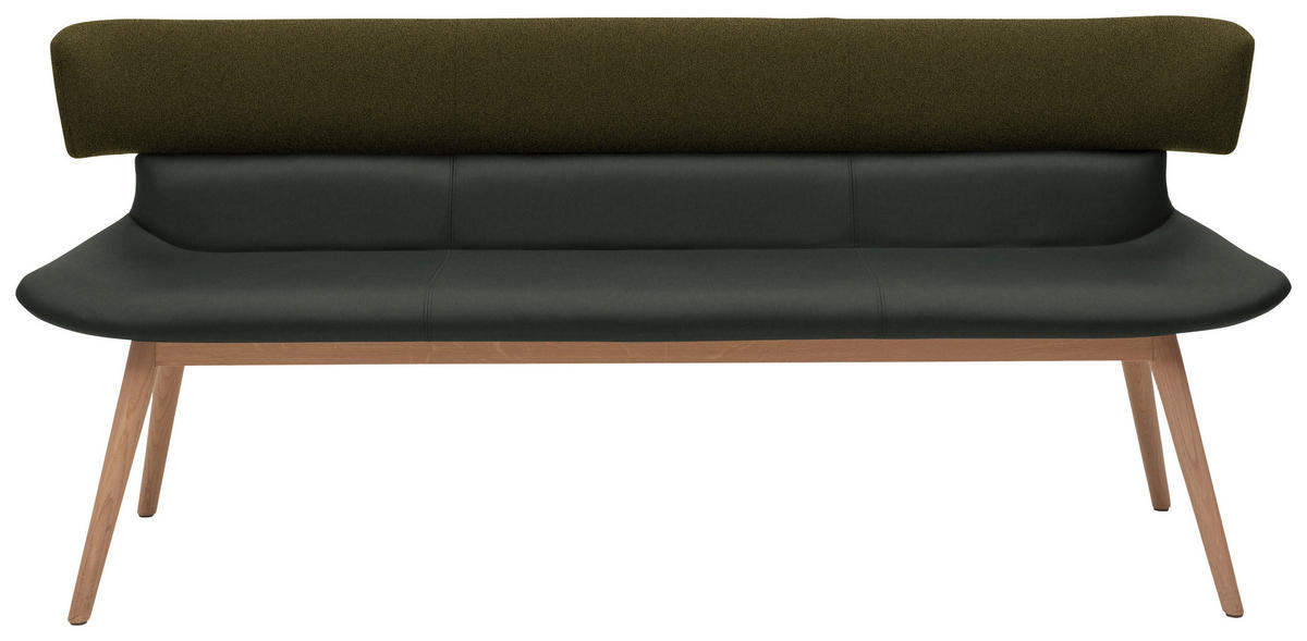 SITZBANK 170/84,5/64,5 cm  in Grün, Eichefarben  - Eichefarben/Grün, Natur, Leder/Holz (170/84,5/64,5cm) - Voglauer