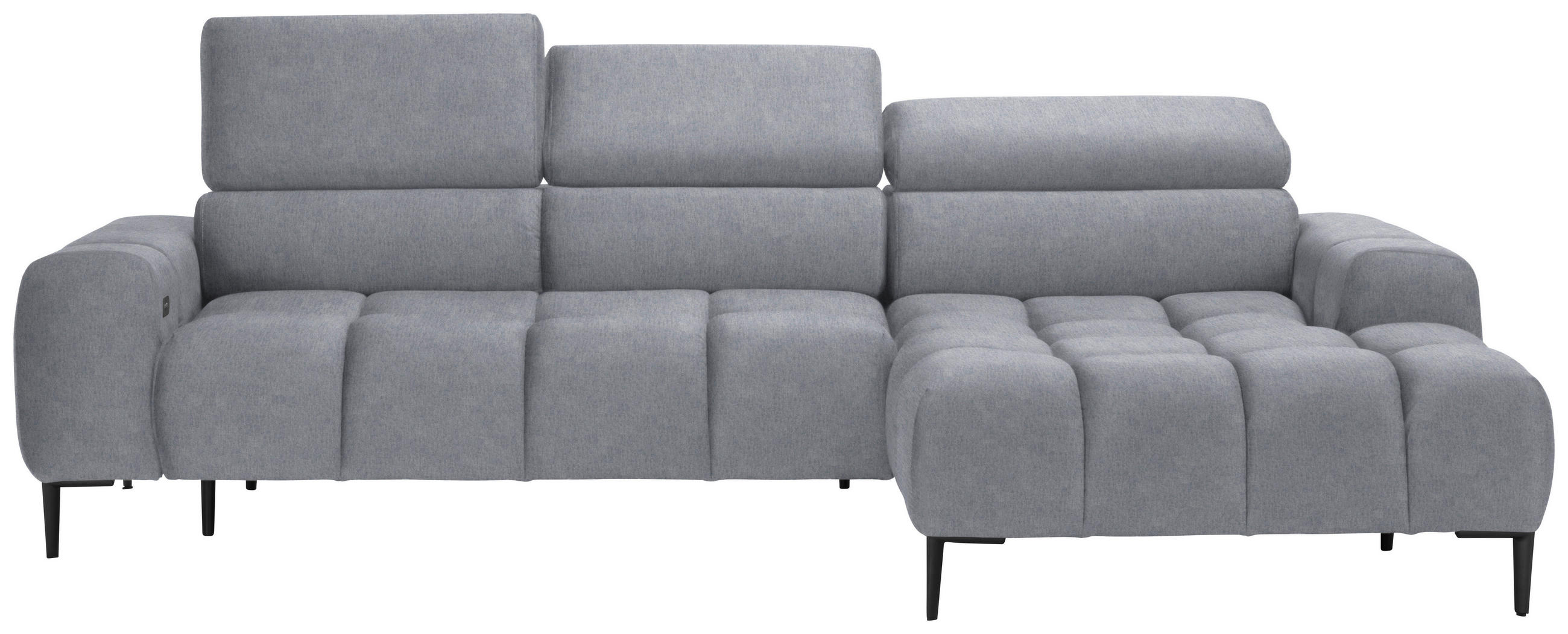 ECKSOFA in Samt, Webstoff Hellgrau  - Hellgrau/Schwarz, Design, Textil/Metall (270/177cm) - Welnova