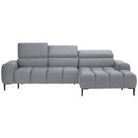 ECKSOFA in Samt, Webstoff Hellgrau  - Hellgrau/Schwarz, Design, Textil/Metall (270/177cm) - Welnova