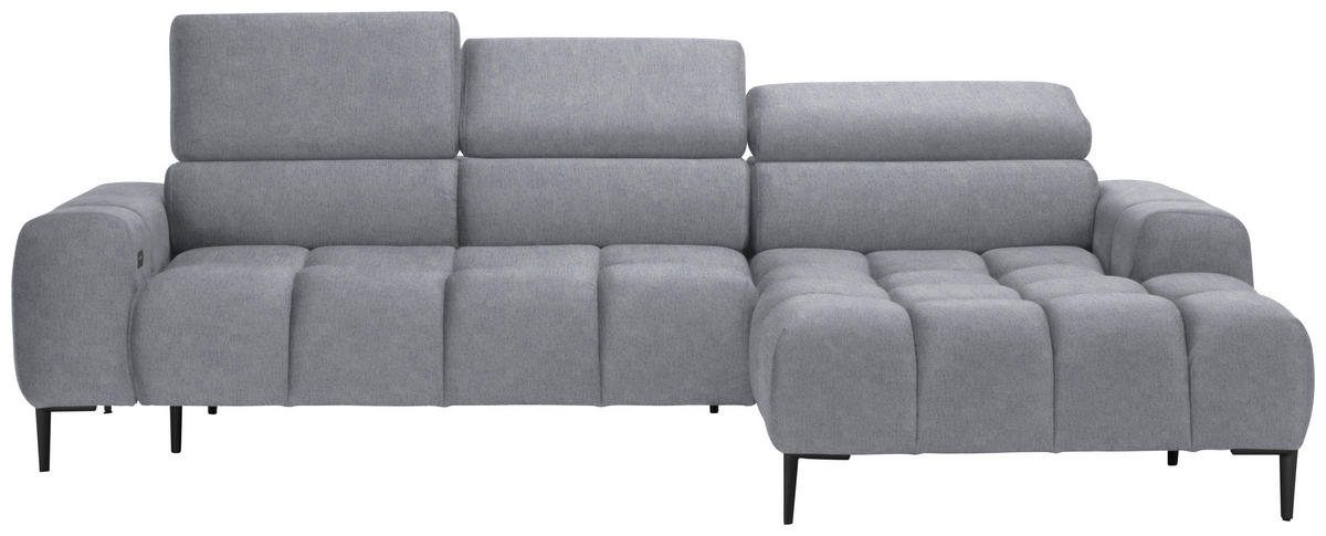 ECKSOFA in Samt, Webstoff Hellgrau  - Hellgrau/Schwarz, Design, Textil/Metall (270/177cm) - Welnova