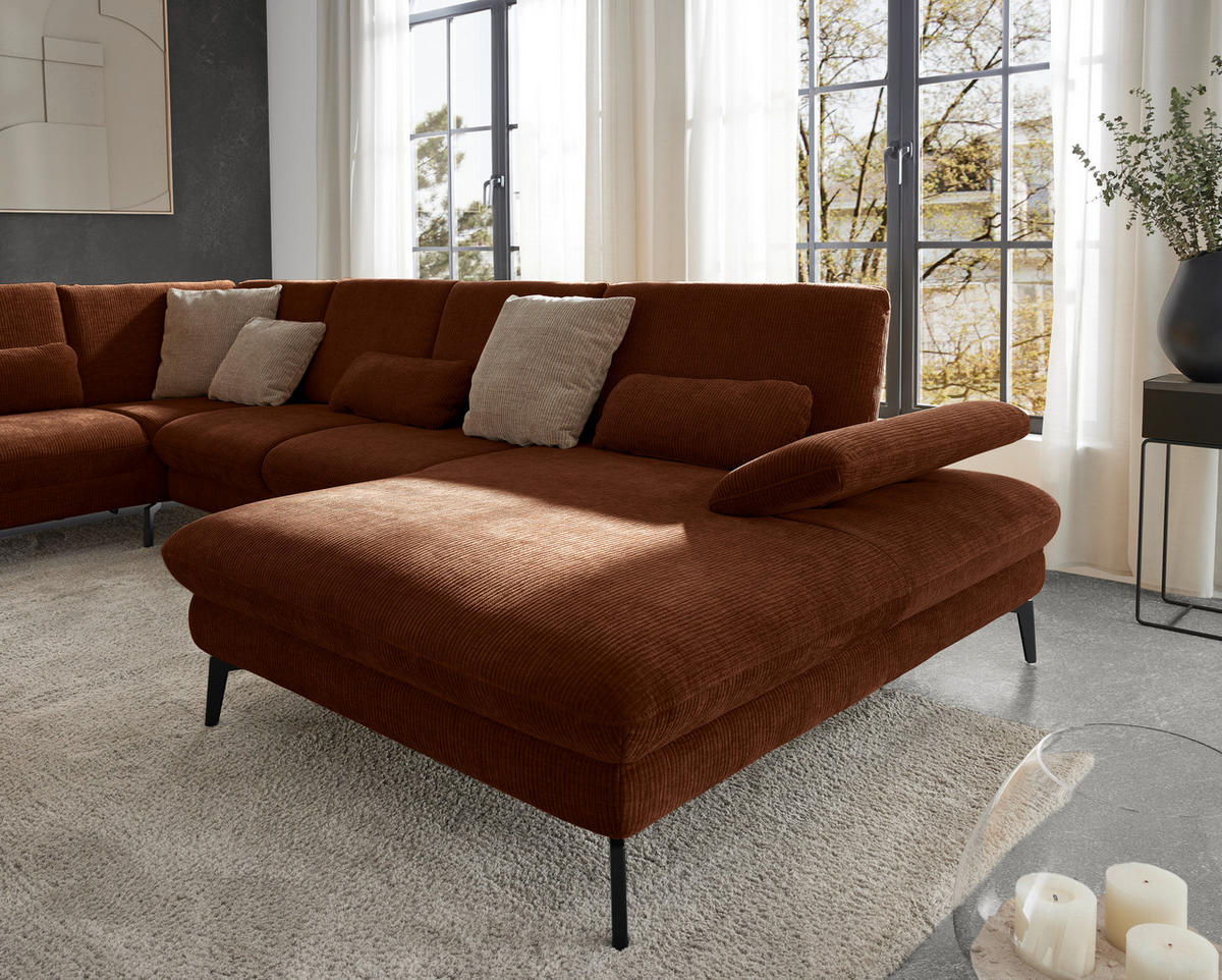 WOHNLANDSCHAFT in Webstoff Rostfarben  - Rostfarben/Schwarz, Design, Textil/Metall (208/354/157cm) - Dieter Knoll