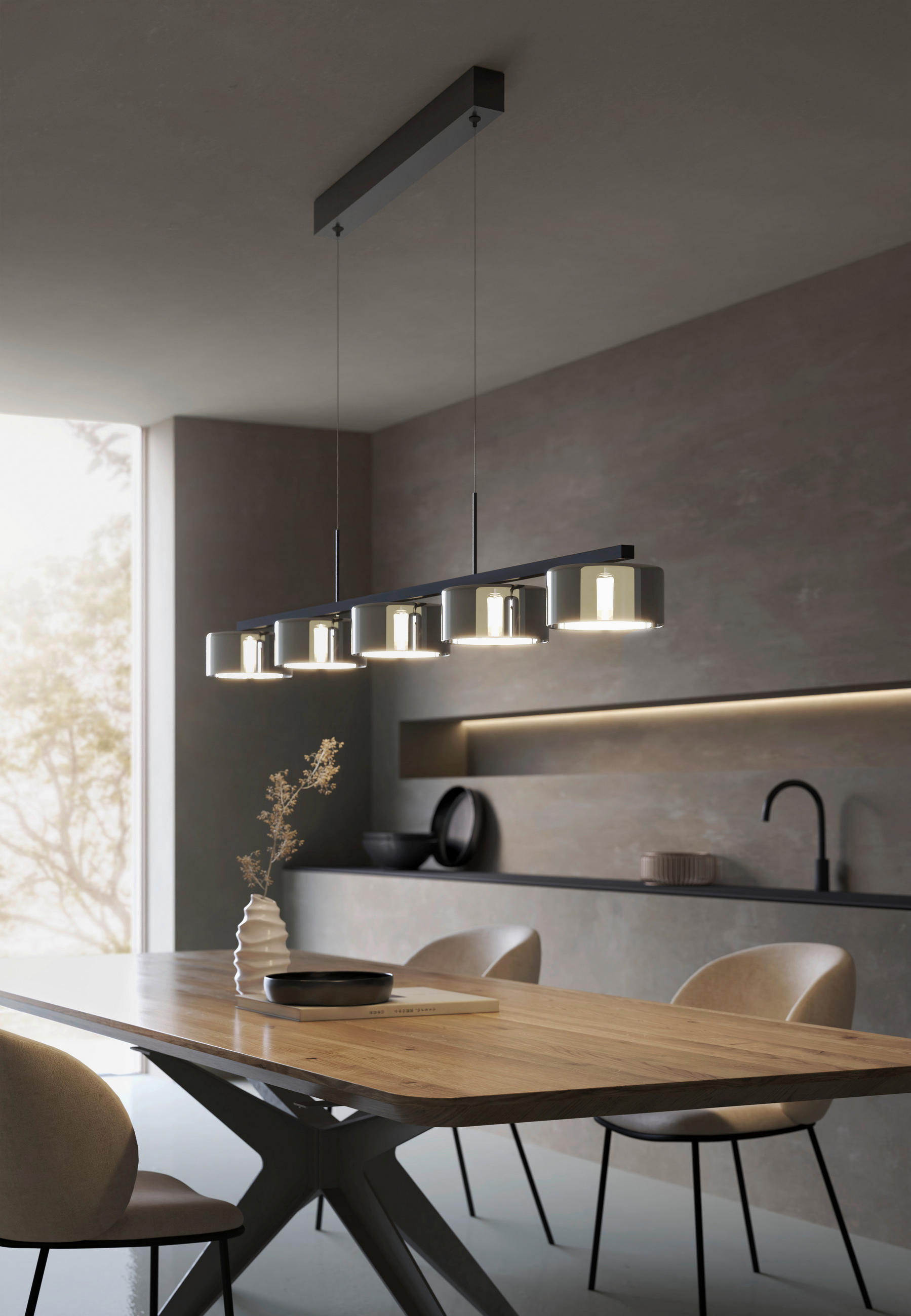 ZÁVESNÉ LED SVIETIDLO, 119/15/150 cm  - sivá farba s vysokým leskom, Design, plast/sklo (119/15/150cm) - Dieter Knoll