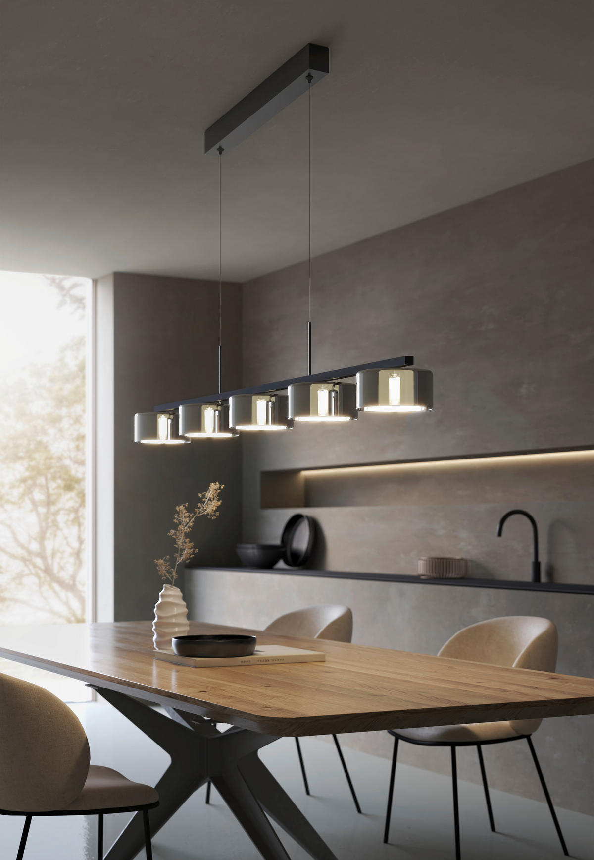 LED-HÄNGELEUCHTE Tulsa 119/15/150 cm   - Grau Hochglanz, Design, Glas/Kunststoff (119/15/150cm) - Dieter Knoll