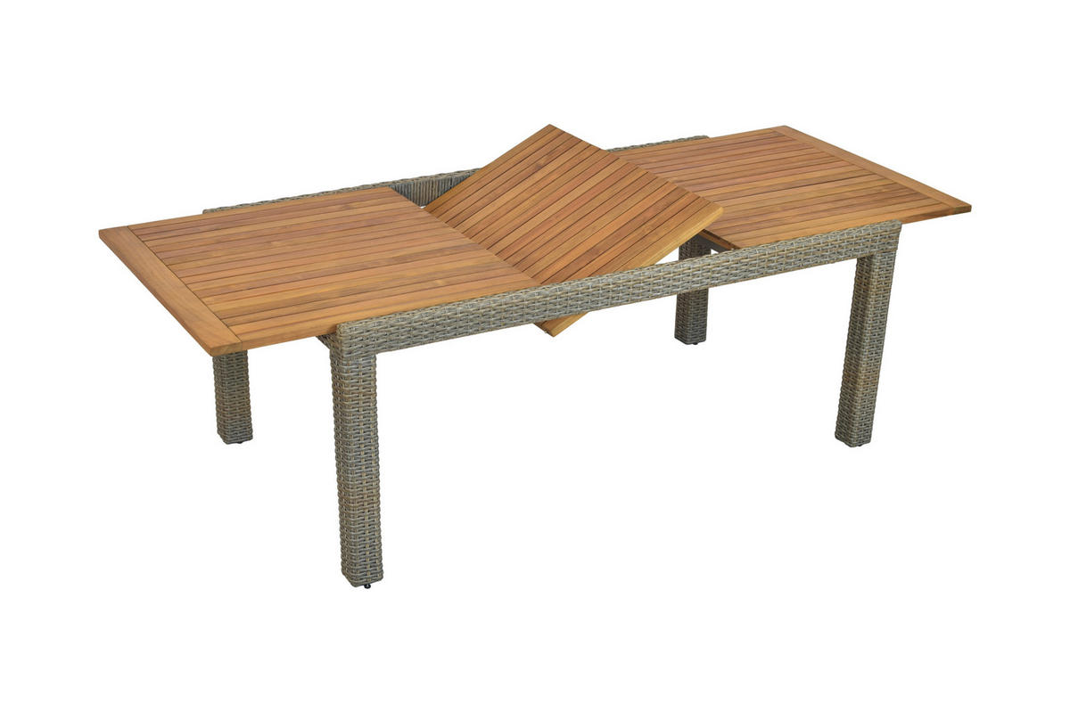 GARTENTISCHGRUPPE AkazieHartholz Aluminium  - Beige/Braun, KONVENTIONELL, Holz/Kunststoff - Gardenson