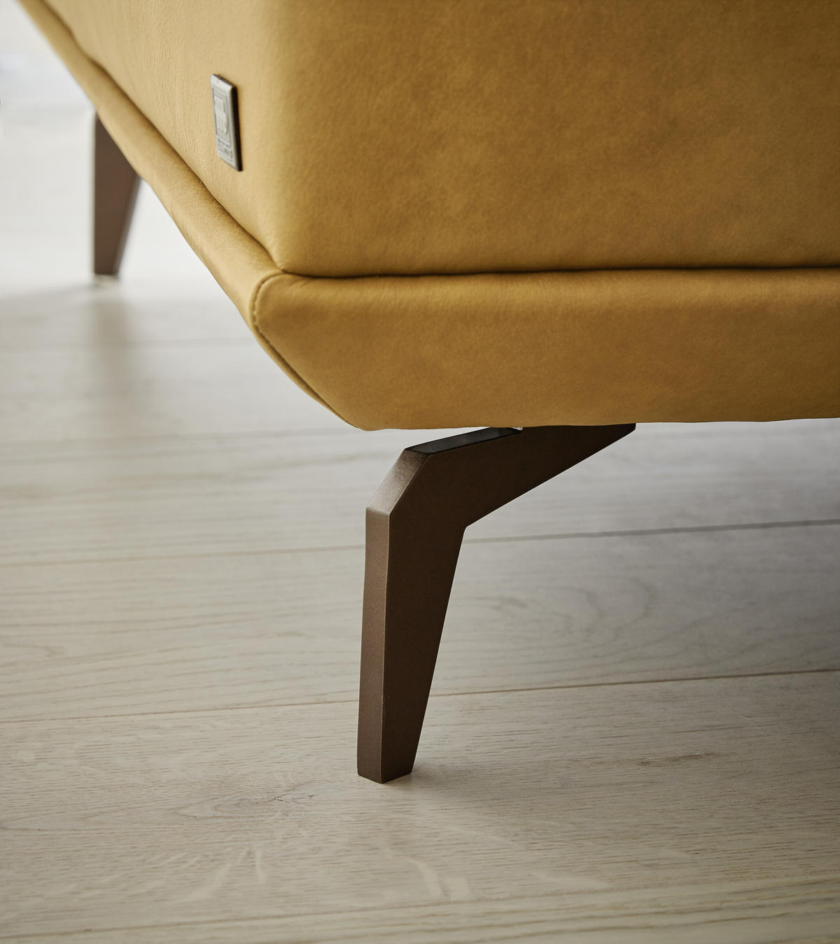 ECKSOFA MR 2490 Gelb Echtleder  - Gelb/Bronzefarben, Design, Leder/Metall (342/207cm) - Musterring