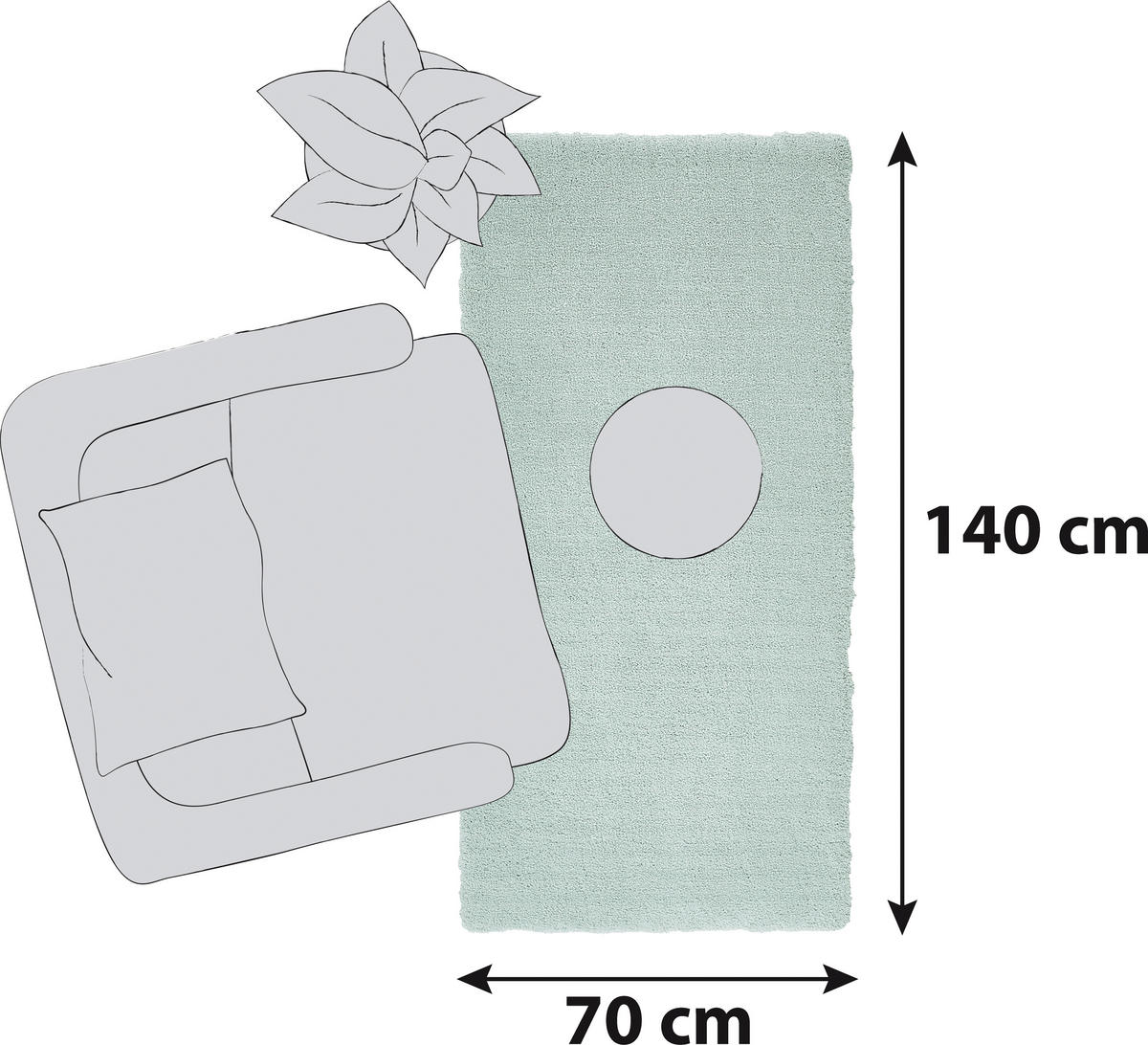 HOCHFLORTEPPICH 70/140 cm Relaxx Hellgrün  - Hellgrün, LIFESTYLE, Textil (70/140cm) - Esprit