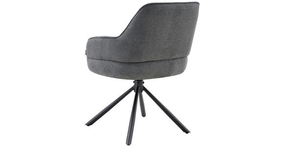 ARMLEHNSTUHL  Sitzfläche 360° drehbar, automatische Rückholfunktion Webstoff  Schwarz, Dunkelgrau  - Dunkelgrau/Schwarz, Design, Textil/Metall (62/86/65cm) - Carryhome