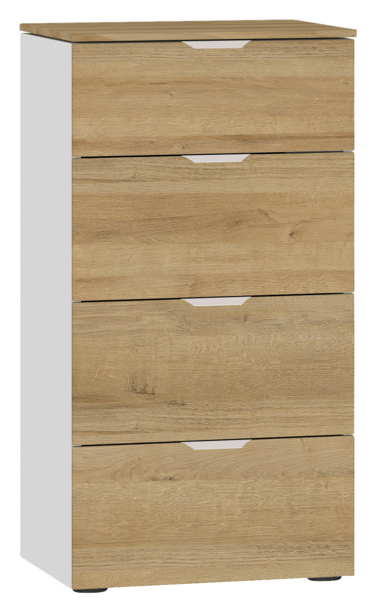 KOMMODE 45/87/43 cm Weiss, Eichefarben  - Weiss/Edelstahlfarben, Design, Holzwerkstoff/Kunststoff (45/87/43cm) - Jutzler
