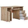 SCHREIBTISCH 120/67/75 cm  in Eiche Artisan  - Silberfarben/Eiche Artisan, Basics, Holz/Kunststoff (120/67/75cm) - Carryhome