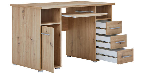 SCHREIBTISCH 120/67/75 cm  in Eiche Artisan  - Silberfarben/Eiche Artisan, Basics, Holz/Kunststoff (120/67/75cm) - Carryhome