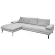 ECKSOFA in Echtleder Weiß  180/310 cm  - Schwarz/Weiß, Design, Leder/Metall (180/310cm) - Dieter Knoll