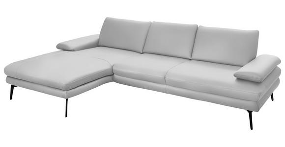 ECKSOFA in Echtleder Weiß 180/310 cm - Schwarz/Weiß, Design, Leder/Metall (180/310cm) - Dieter Knoll