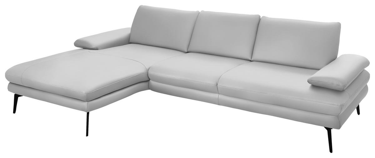 ECKSOFA in Echtleder Weiss  - Weiss/Schwarz, Design, Leder/Metall (180/310cm) - Dieter Knoll