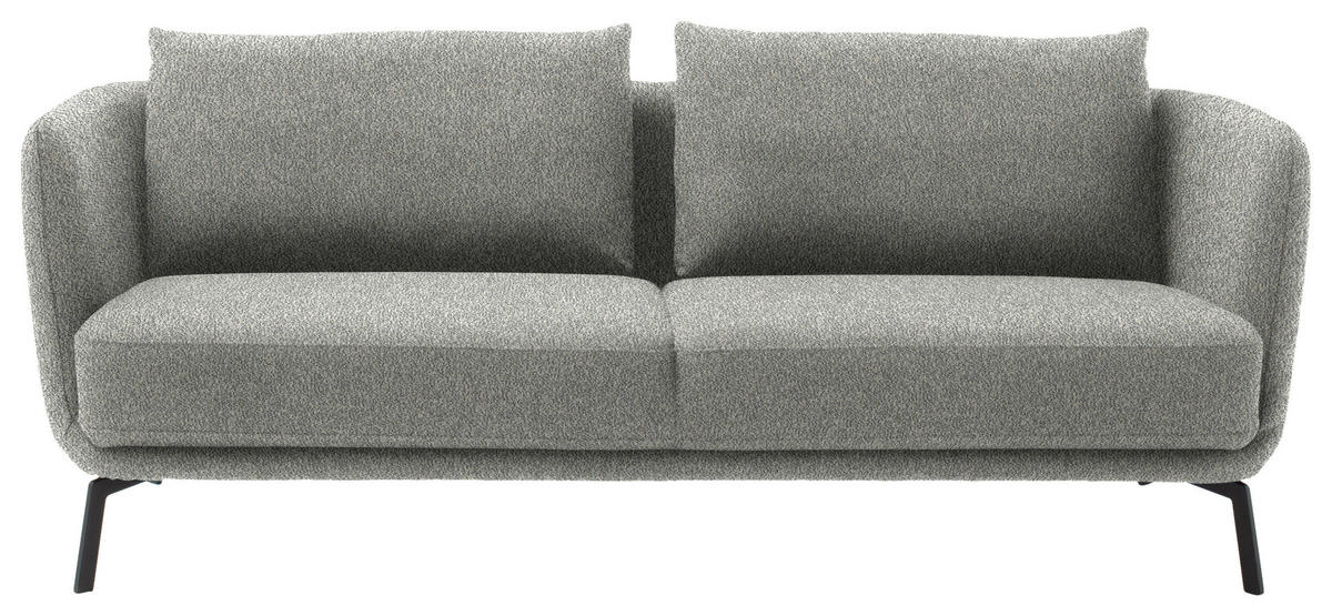 2,5-SITZER  in Flachgewebe Silberfarben  - Silberfarben/Schwarz, Design, Textil/Metall (190/71/91cm) - Schöner Wohnen
